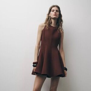 Zara HALTER GODET DRESS ZW COLLECTION NWT size XS